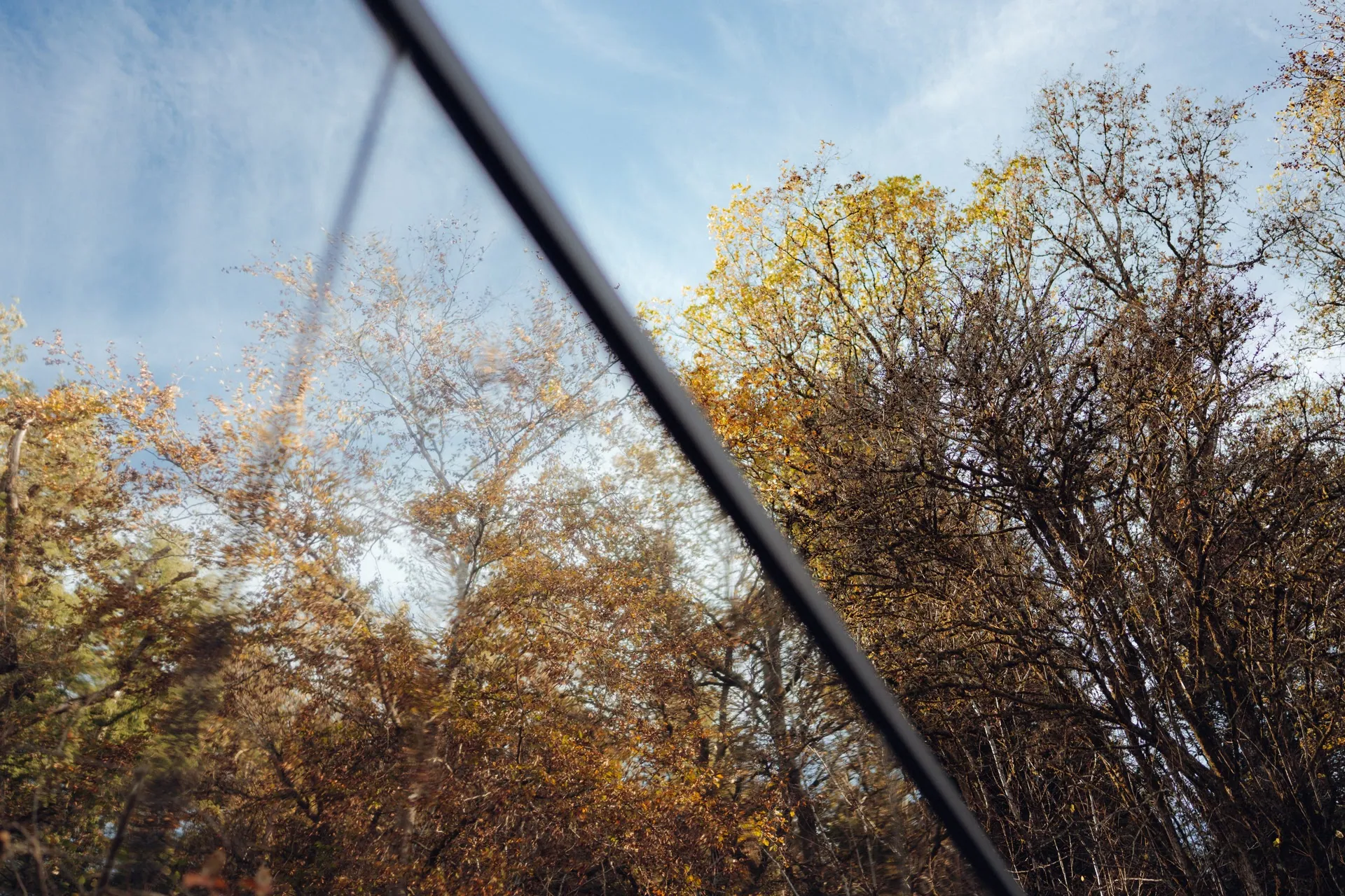 Le ciel et les arbres de la forêt reflétés dans le miroir de MIRØ